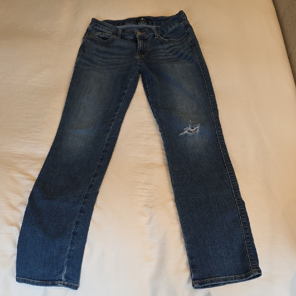 7 For All Mankind Medium Blue Straight Leg Jeans